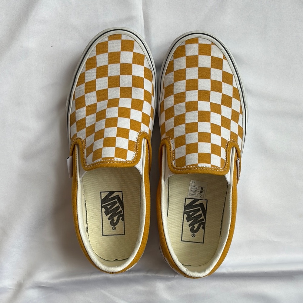 Vans Checkerboard Slip-On Shoes - Yellow and White